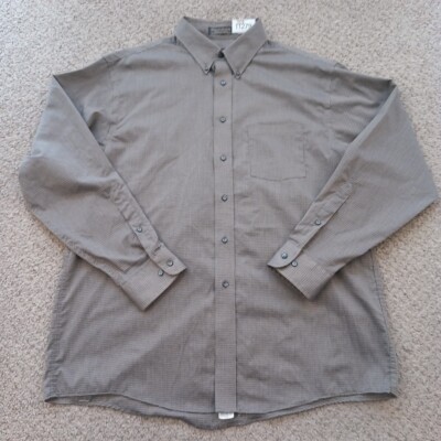 Arrow Shirt Mens 17.5 Gray Plaid Long Sleeve Button Down Cotton Blend