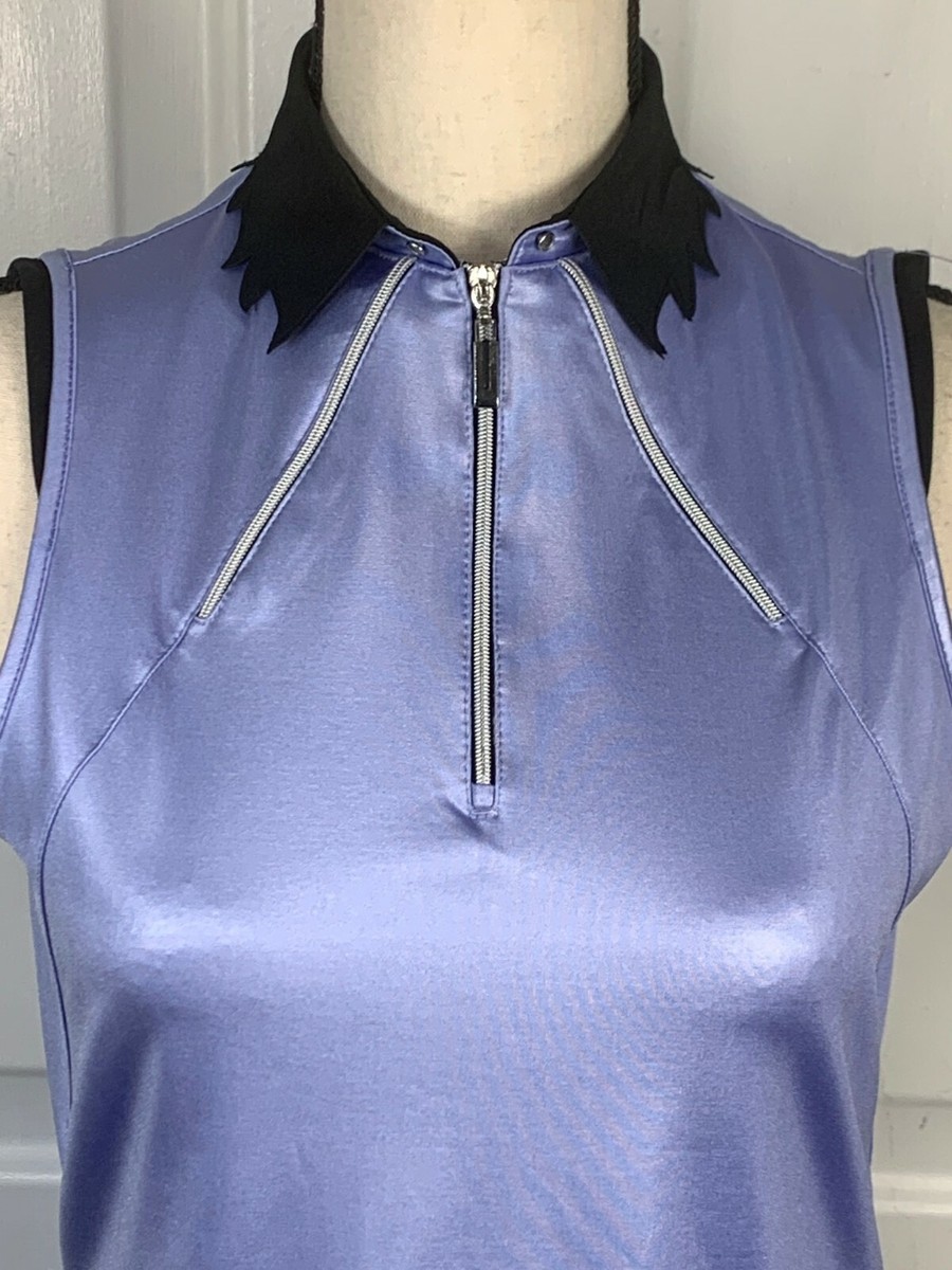 NWOT Jamie Sadock Women's Sleeveless 1/3 Zip Lilac Black Stretchy