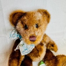Vtg First  Main Minky Schminky Plush Teddy Bear Stuffed Animal Fabric Bow 8"