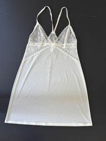 LA PERLA Studio ( 4 ) Ivory Lace Mesh Slip Lingerie Nightie WM LG EUC