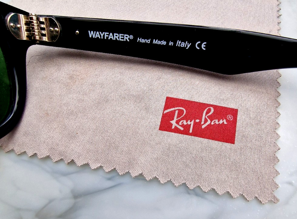 Ray Ban ' RB2140 Wayfarer ' Polished White/Black Retro Sunglasses Italy ***RARE image 7
