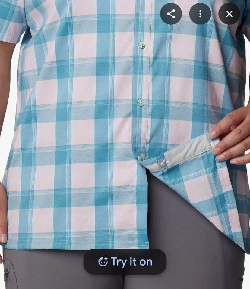Columbia Men's Super Slack Tide Camp Checkered Short Sleeve Shirt Sz 4X - Image 2 of 4