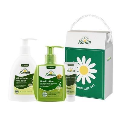 Kamill Hand Care Gift Set - Mild Soap + Hand Lotion + Mini Cream - Chamomile