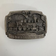 Mid South Steam Boiler Co Belt Buckle Silver Trains Locomotives