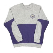Vintage Alaska Sweatshirt USA Crewneck Grey Purple Raglan Cotton Blend Small