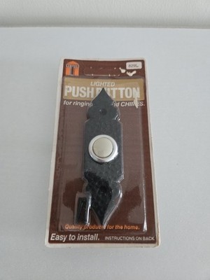 Vintage Trine 829L Lighted Doorbell Push Button NOS Wired Door Chime Black
