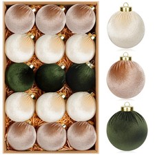 15 Pcs Velvet Christmas Ornaments Ball, 3.15" Christmas Tree Decorations Set,...
