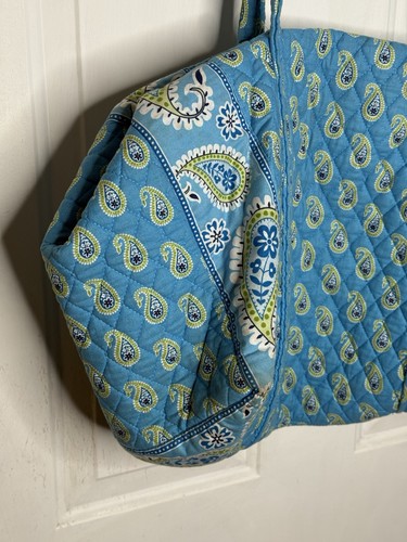 Vera Bradley BERMUDA BLUE Weekend Duffel Travel Bag Paisley Tote Quilted RETIRED - Picture 8 of 17