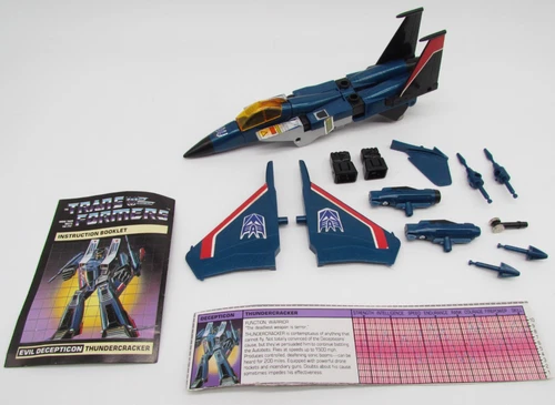 Vtg 1984 G1 Transformers Thundercracker Jet Complete w Instructions & Stats Card