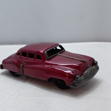 Vintage Tin Line Mar Japan Friction Motor Toy Car Maroon Friction Works 