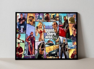Grand Theft Auto V Characters Collage Iconic Game Art Poster