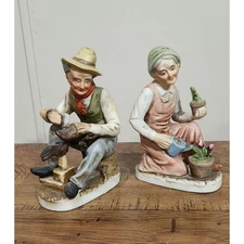 Vintage Homeco figures man shoe shine women gardening 1970's