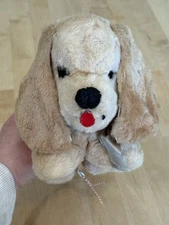 Vintage Plush Dog with Music Box By Original THORENS Swiss Music Work RARE