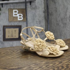 A New Day Womens Esme Floral Crochet Kitten Heels 92979007 Tan Brown 8M