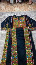 Vintage Palestinian 6-Panel Thobe Hand Embroidered Floral Dress