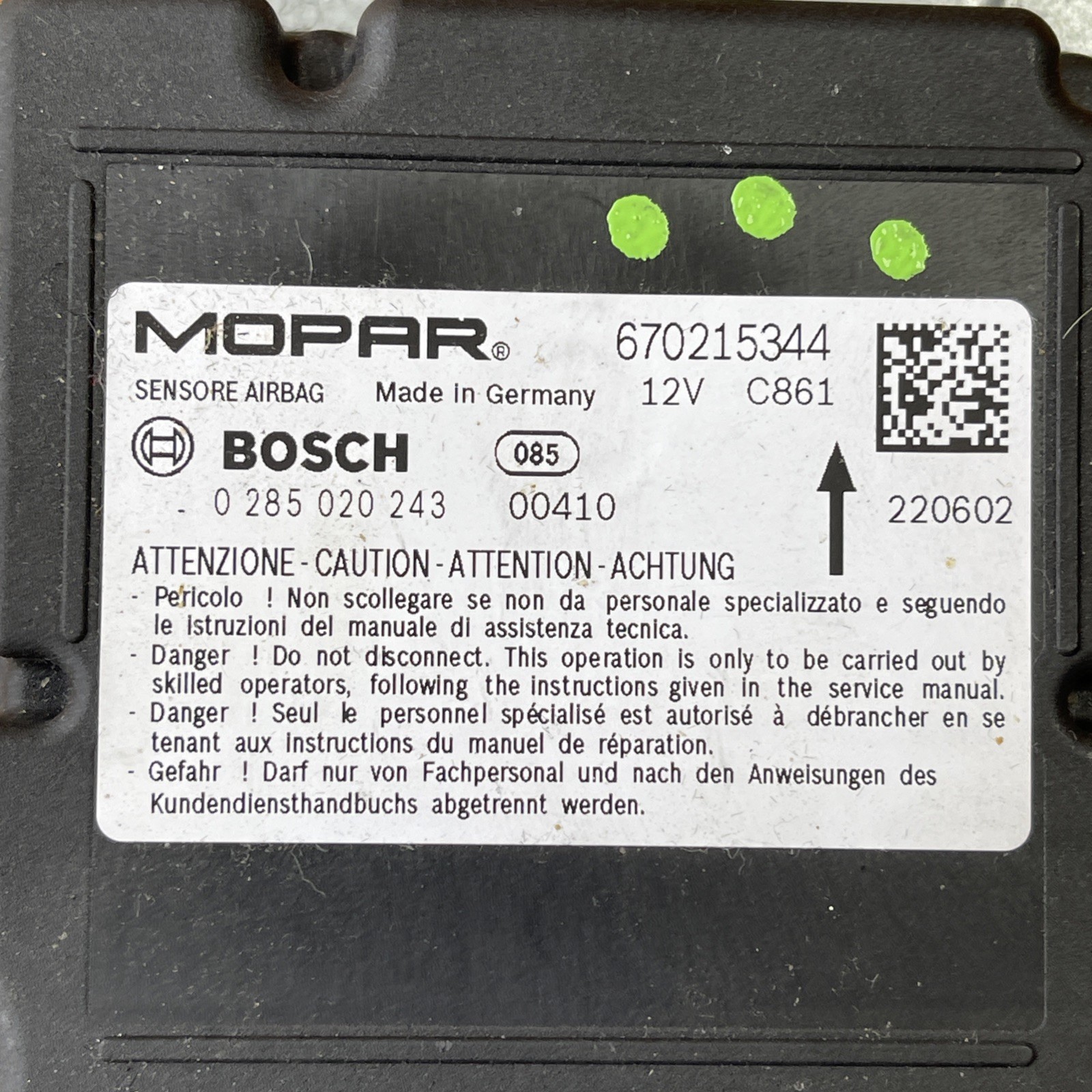 2021-2022 Maserati Levante M161 Restraint Diagnostic Control Module Unit OEM