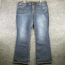 Silver Suki Bootcut Jeans Womens 24W Plus Blue Button Fly Denim Stretch Casual