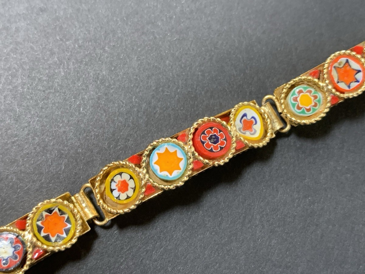 Vintage Murano Millefiori Venetian Hinged Bracelet - Italy 7” View 6