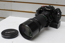 Canon AE-1 35mm SLR Film Camera w/ 300mm 1:4 Lens Battery Pack Data Back A