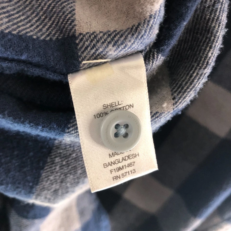 Camisa de franela Eastern Mountain Sports EMS para hombre bolsillos en el pecho a cuadros azul gris M Foto 3 de 3