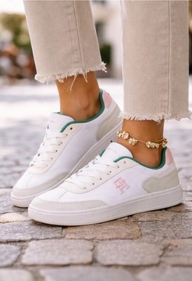 tommy hilfiger damen sneaker 37 Weis Grün Turnschuhe