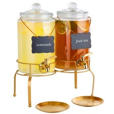 Drink Dispensers for Parties, 2 Pack 1 Gallon Beverage Dispenser with Stand, ...