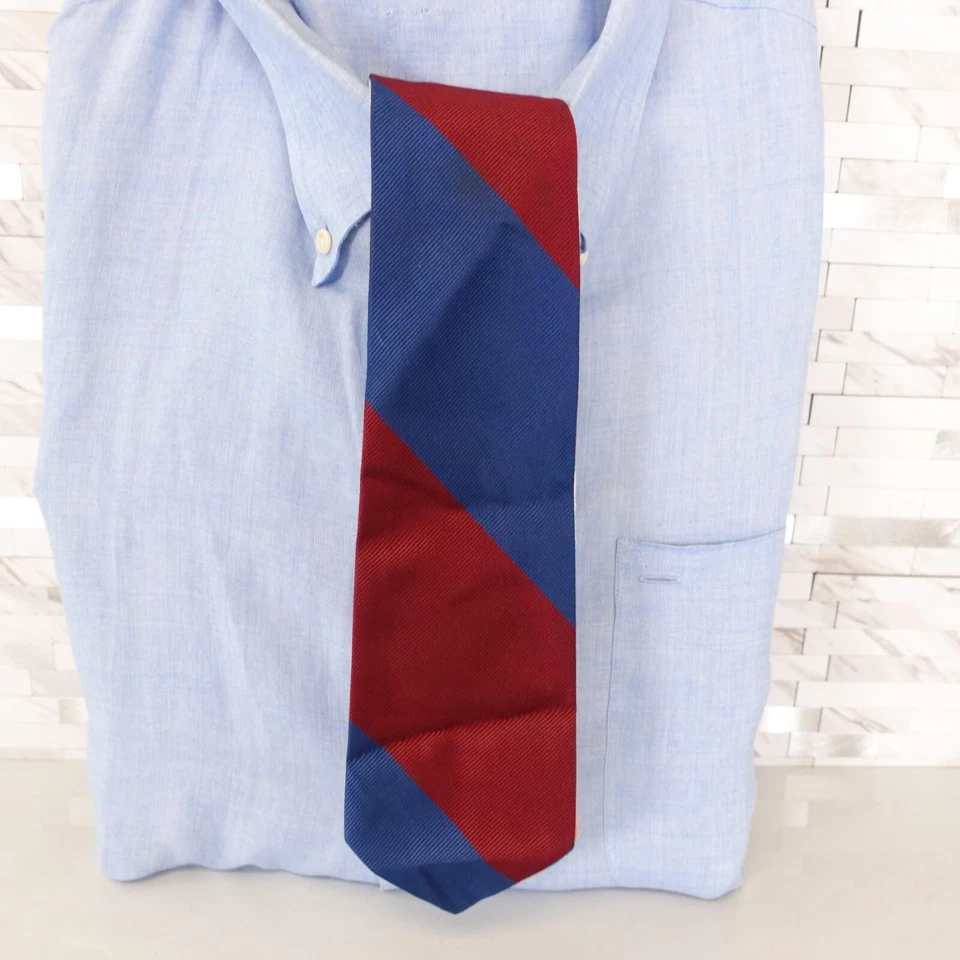 Corbata Fairfax Cuello Hombre Azul Rojo Rayas Floral Repp Hawaiana Boho Aloha Reversible Foto 3 de 4