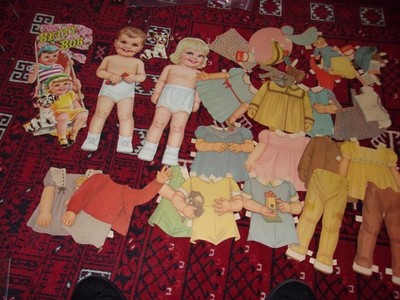 Cut Betty and Bob reproduction set from Whitman vintage paper dolls book, 1948