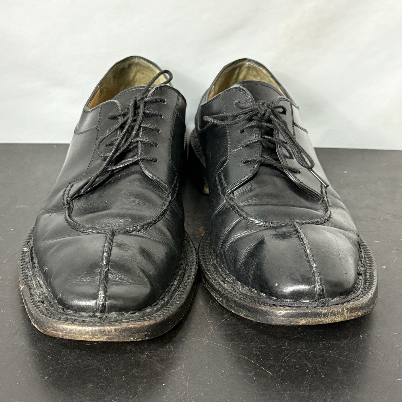SAOLA Scarpa uomo Salvatore Ferragamo nera punta spaccata pelle suola gommus vintage taglia 10
