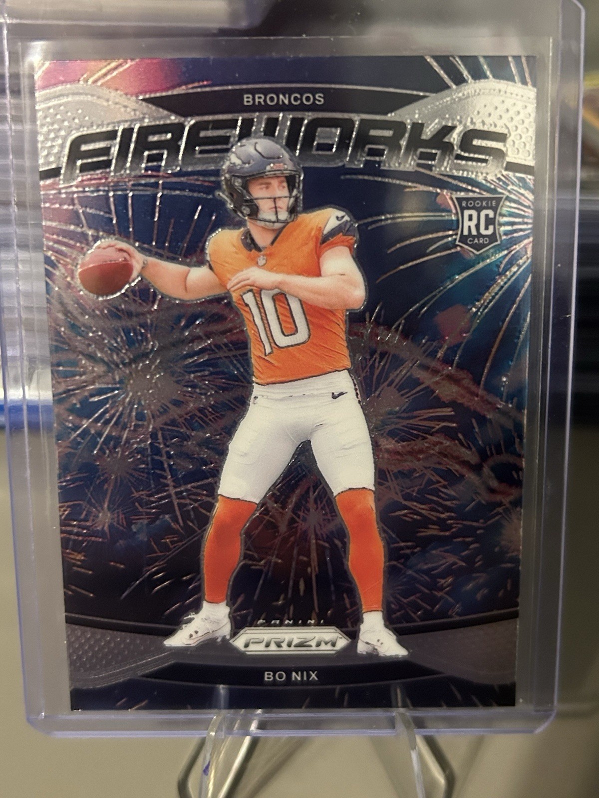 2024 Prizm Football Bo Nix Fireworks Rookie Broncos