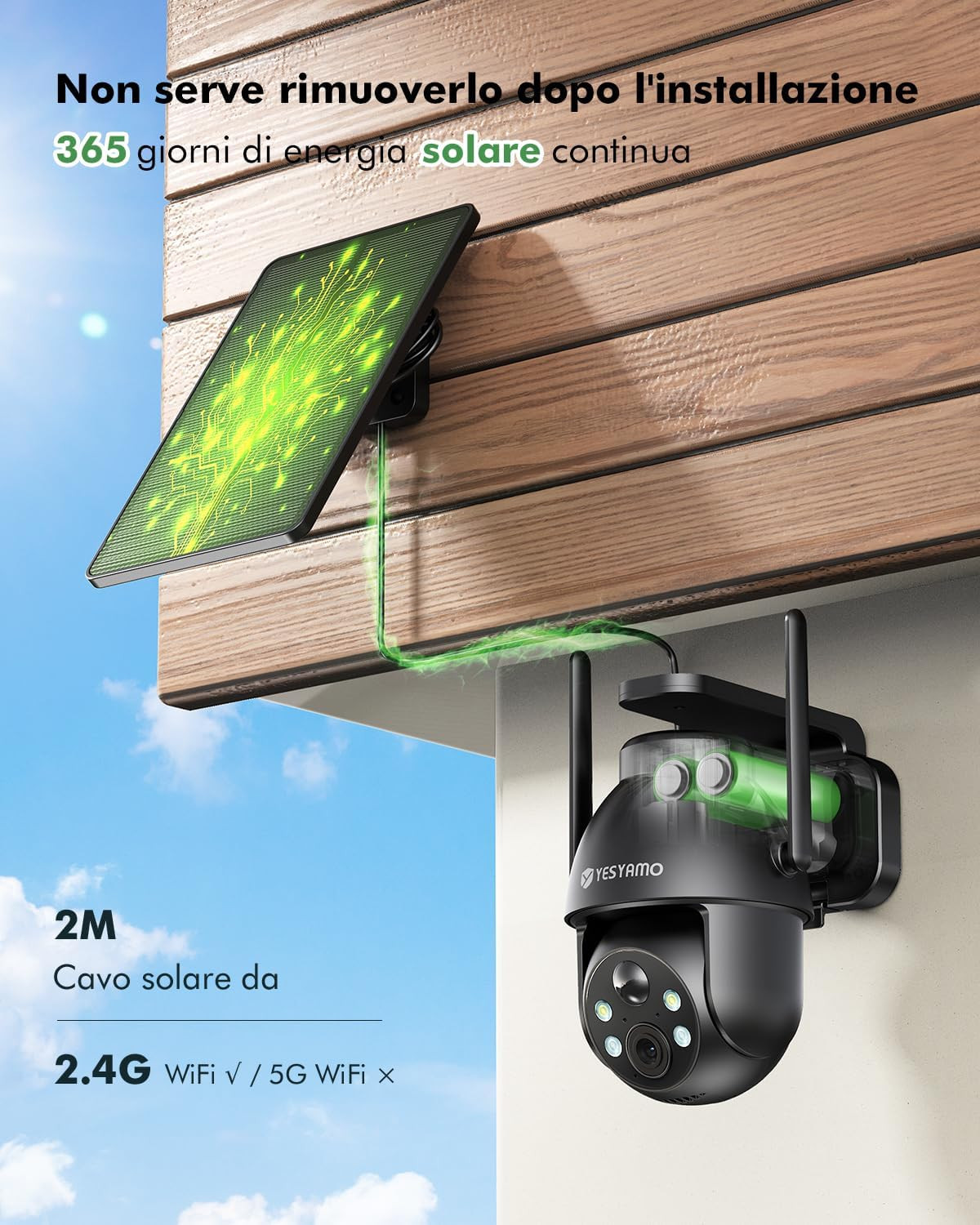 Telecamera Wi-Fi 2K Solare: Sicurezza Invisibile e Intelligente - 3