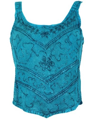 Besticktes Top Boho chic, Hippie Top - türkis