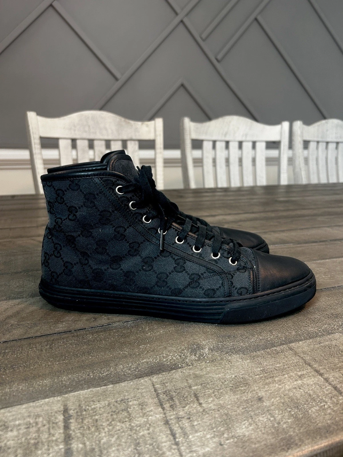 Baskets montantes homme Gucci en toile noire pointure 9,5