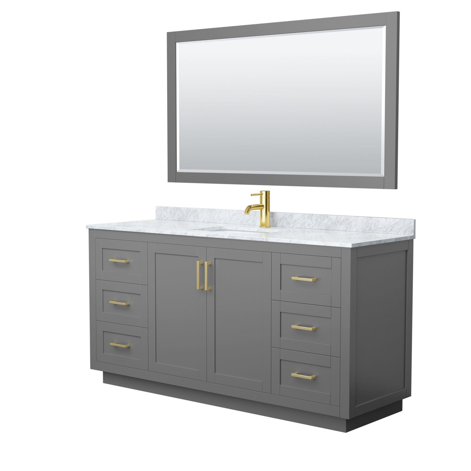 Wyndham Collection Miranda 66-Inch Double Sink Vanity in Dark Gray and White Carrara