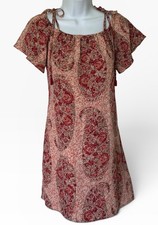 Madewell Silk Cold Shoulder Dress S Watercolor Paisley Lined Tassel Summer