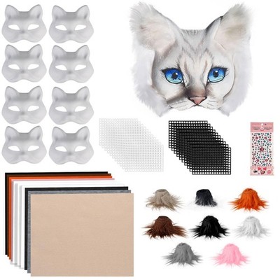 Giftota 47 Pcs DIY Therian Mask Kit for Boys Girls - 8 Blank Cat Mask with Su...