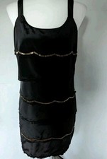 Lauren Conrad Little Black Dress Scalloped Gold Beading Flapper Retro Size 10