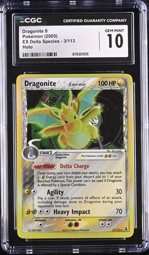 CGC 10 GEM MINT Dragonite 2005 EX Delta Species 3/113 Holo Pokemon Card