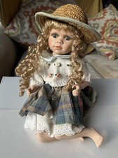 Vintage Leonardo Collection Porcelain Doll - Blonde Ringlets, Blue Eyes, 1990s
