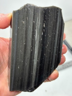 Thick Silver Sheen Obsidian end Slab Lapidary Cabbing Knapping Combo ship avail