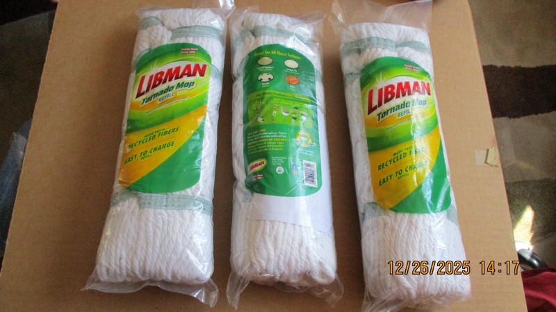 (3) Brand New Sealed Libman Tornado Mop Refills