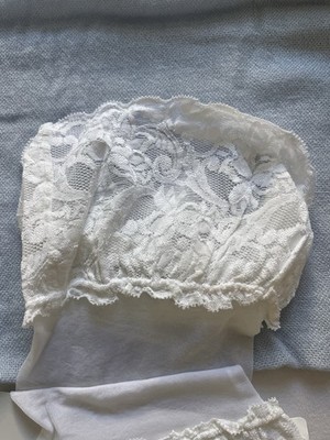 Falke Straps-Strümpfe Hochzeit Weiß Sehr Breite Spitzenborte Gr 2 Vintage OVP
