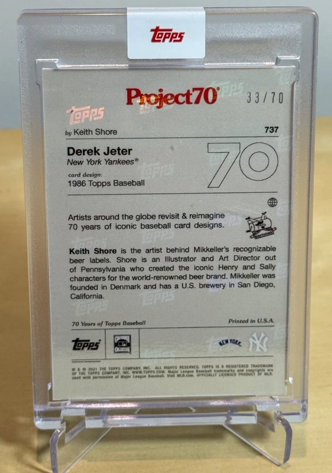 DEREK LITER JETER * RAINBOW FOIL /70 * 2021 TOPPS PROJECT 70 KEITH SHORE GPK 737 - Image 4 of 4