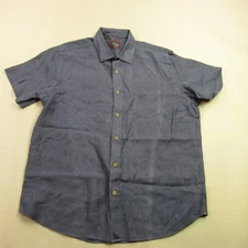 Untuckit Shirt Mens Large Short Sleeve Button Front Lightweight Blue Slim Fit