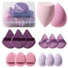 Makeup Sponge Set  Triangle Puff 14 Pcs for Liquid, Cream, and Powder, Multi-col