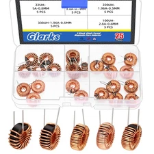 25pcs 5 Sizes Toroid Core Inductor Kit 22UH-5A 47UH-3.8A 220UH-1.96A 330UH-1