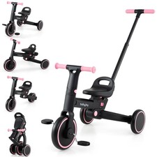 Toddler Tricycle, 4-in-1 Foldable Kids Trike with Adjustable Seat, Removable Ped