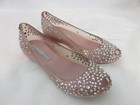 J. Maskrey For Melissa Rubber Swarovski Crystal Pink Open Toe Jelly Flats SZ 5 — photo 2