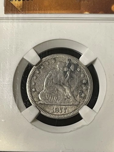 1877 cc seated liberty quarter Vf Details