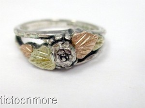VINTAGE WHEELER LEMON BLACK HILLS GOLD 12K STERLING GRAPE LEAVES RING